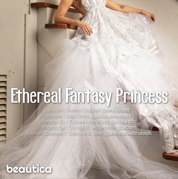 SAMPLE GOWN - "KERIANN" White Organza Lace Sequin Wedding Ballgown Set - Picture 3 of 7